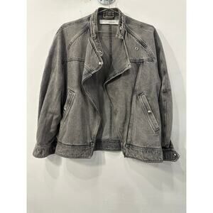 Iro Paris Gray Cotton Denim Tagry Front-Zip Jacket Women's Size 36